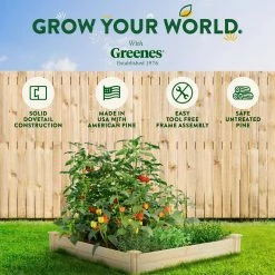 Outlet 🔥 Greenes Fence 4 ft. x 4 ft. x 7 in. Original Pine Raised Garden Bed ⭐ -Miracle-Gro Sales Store natural greenes fence raised planter boxes rcp4c4 76 1000