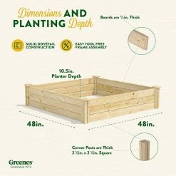 Best deal 👍 Greenes Fence 4 ft. x 4 ft. x 10.5 in. Original Pine Raised Garden Bed 👏 -Miracle-Gro Sales Store natural greenes fence raised planter boxes rcp4t12b fa 1000