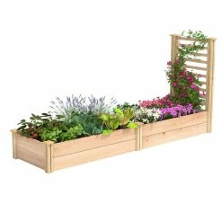 Cheap ✨ Miracle-Gro 96 in. L x 24 in. W x 11 in. H Cedar Raised Garden Bed with Trellis 🔔