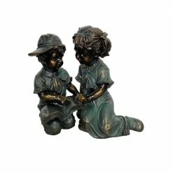 New 🧨 Santa's Workshop 12 in. Boy and Girl Reading Garden Statue ⌛