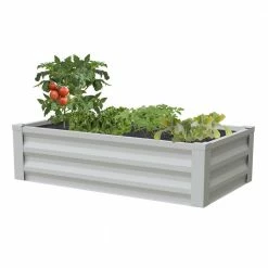 Deals 💯 Greenes Fence 24 in. W x 48 in. L x 10 in. H White Pre-Galvanized Powder-Coated Steel Raised Garden Bed Planter 🛒